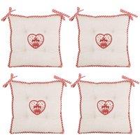 Dibor Set of 4 Gingham Stag Indoor Outdoor Chair Seat Pad Garden Cushions L40cm x W40cm in White | Size: 40 cm x 40 cm