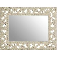 Orsina Rustic Cream Wall Mirror with Floral Frame, Portrait or Landscape Mounting Mirror, Square Wall Mirror