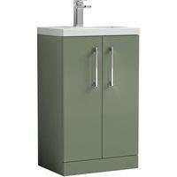 Balterley Compact Floor Standing 2 Door Vanity Unit Polymarble Basin 500mm Green