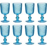 Dibor Set of 8 Luxury Spring Summer Bright Blue Drinking Glass Wine Goblets Wedding Gift 300ml | Size: 8 Pack