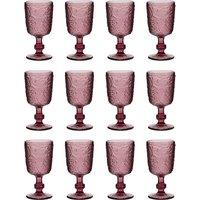 Dibor Set of 12 Luxury Spring Summer Bright Pink Drinking Glass Wine Goblets Wedding Gift 300ml | Size: 12 Pack