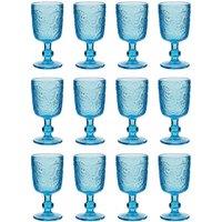 Dibor Set of 12 Luxury Spring Summer Bright Blue Drinking Glass Wine Goblets Wedding Gift 300ml | Size: 12 Pack