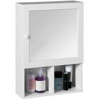 Orsina White Wood Mirrored Cabinet, Wall Mounted Mirrored Bath Cabinet, Minimalist Cabinet With Side Handle