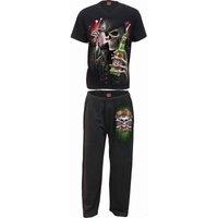 Spiral Men's TRIPLE 6 - 4pc Gothic Pyjama Set in Black | Size: 2XL