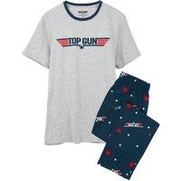 TOP GUN Men's Short Sleeve Long Leg Pyjama Set | Navy/Grey in Black | Size: Medium