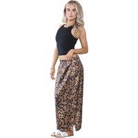 ELAINA FASHION Women's Brown & Red High Waist Maxi Draped Skirt in Beige | Size: 10