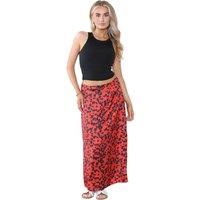 ELAINA FASHION Women's Brown & Red High Waist Maxi Draped Skirt | Size: 12