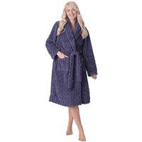 Camille Women's Supersoft Luxury Fleece Jaquard Bathrobe in Grey | Size: 10-12
