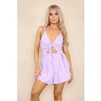 ELAINA FASHION Women's Lilac Playsuit V Neck Sleeveless | Size: Medium