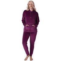 Camille Women's Supersoft Velour Loungewear Pyjama Set in Burgundy | Size: 8-10