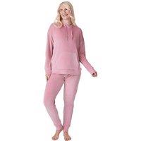 Camille Women's Supersoft Velour Loungewear Pyjama Set in Pink | Size: 12-14