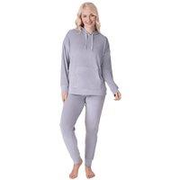 Camille Women's Supersoft Velour Loungewear Pyjama Set in Grey | Size: 8-10