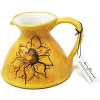 Verano Spanish Ceramics Sunflower Hand Painted Ceramic Yellow Kitchen Dining Flat Based Pourer Jug (H) 14cm