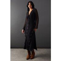 Chiffon Lace Up Panelling Midi Dress