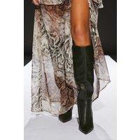 RUNWAY 1.8.1.8 Women's Stiletto Knee Boots in Dark Green | Size: 5