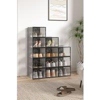 Large 12 Pack Shoe Storage Box Clear Plastic Stackable Shoe Organizer