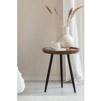 MH London 'Chervey' Round Side Table Solid Wood Bedside Table for Living Room & Bedroom - Small in Walnut
