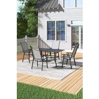 H&O Direct Garden Metal Slatted Coffee Table & Four Chairs in Black