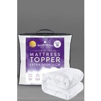 Slumberdown 4 Inch Extra Deep Mattress Topper Plush Soft Comfort & Support Layer in White | Size: King Fitted