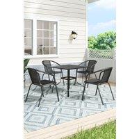 Garden Metal Slatted Square Coffee Table & Four Chairs