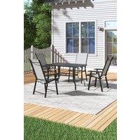 5Pcs Metal Slatted Outdoor Garden Coffee Table Set