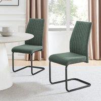 FurnitureboxUK Lorenzo 2x Fabric Black Leg Dining Chair in Green