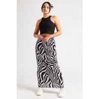 Urban Bliss Women's Zebra Plisse Maxi Skirt in Black | Size: 10