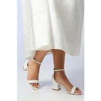 Coast Women's Thelma Faux Leather Ankle Strap Medium Block Heel Sandals in White | Size: 8