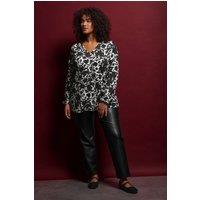 Evans Women's Abstract Print Blouse in Black | Size: 18