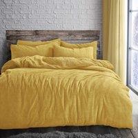 Velosso Plain Teddy Warm & Cosy Duvet Cover & Pillowcase Set in Yellow | Size: King