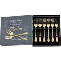 Arthur Price 'Champagne Avalon' Set Of 6 Pastry Forks Stainless Steel Gift Boxed Cutlery in Gold