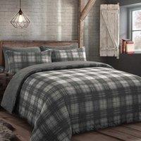 Velosso Check Teddy Warm & Cosy Duvet Cover & Pillowcase Set in Grey | Size: Single