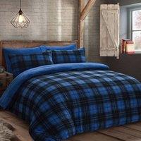Velosso Check Teddy Warm & Cosy Duvet Cover & Pillowcase Set in Blue | Size: Single