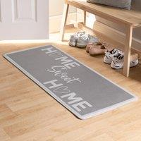 House Door Kitchen Floor Rug Home Sweet Home Runner, Grey - 50 x 120cm