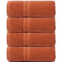 OHS 4 Pack of 100% Cotton Bathroom Hand Towel in Burnt Orange