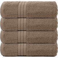 OHS 4 Pack of 100% Cotton Bathroom Bath Towel in Light Beige