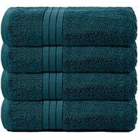 OHS 4 Pack of 100% Cotton Bathroom Bath Towel in Teal
