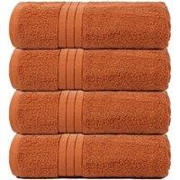 OHS 4 Pack of 100% Cotton Bathroom Bath Towel in Burnt Orange