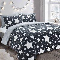 Velosso Galaxy Teddy Warm & Cosy Duvet Cover & Pillowcase Set in Grey | Size: King