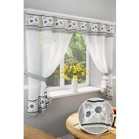 Tyrone Textiles Floral Embroidery Kitchen Curtains Window Sets with Matching Tie Backs in Black | Size: 249 cm width x 91 cm drop