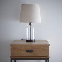 K LIVING Stunning Glass Chelsea Table lamps in Black with natural Linen Lamp shade