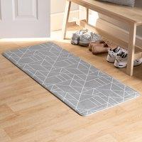 House Door Kitchen Floor Rug Mason Geo Runner, Silver - 50 x 120cm