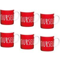 KitchenCraft Set Of 6 'Espresso Yourself' Espresso Cups in Red