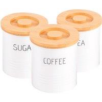 Royalford 3pc Tea Coffee Sugar Kitchen Storage Canisters Jars Containers Tins in White