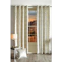 Curtina 'Darla' Velvet Pair of Eyelet Curtains in Ivory | Size: 117 cm width x 137 cm drop