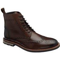 Frank Wright Men's 'Corby' Leather Lace-Up Boots in Brown | Size: 8