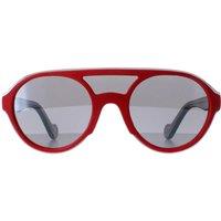Moncler Men's Round Shiny Red & Grey Transparent Grey Mirror ML0052