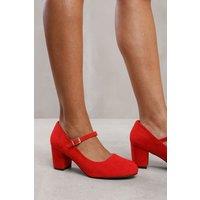 Where's That From Women's 'Eben' Block Heel Mary Jane Pumps in Red | Size: 5