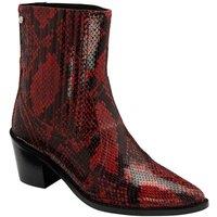 Ravel Women's 'Langton' Snake-Print Leather Ankle Boots in Red | Size: 5