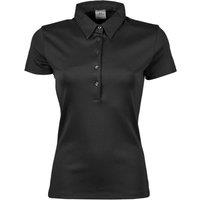 TEE JAYS Women's Pima Short Sleeve Cotton Polo Shirt in Black | Size: 2XL